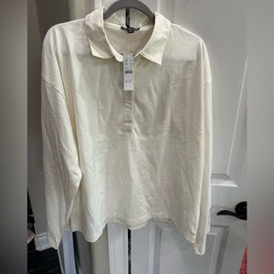 J. Crew Off-White Long Sleeve Polo